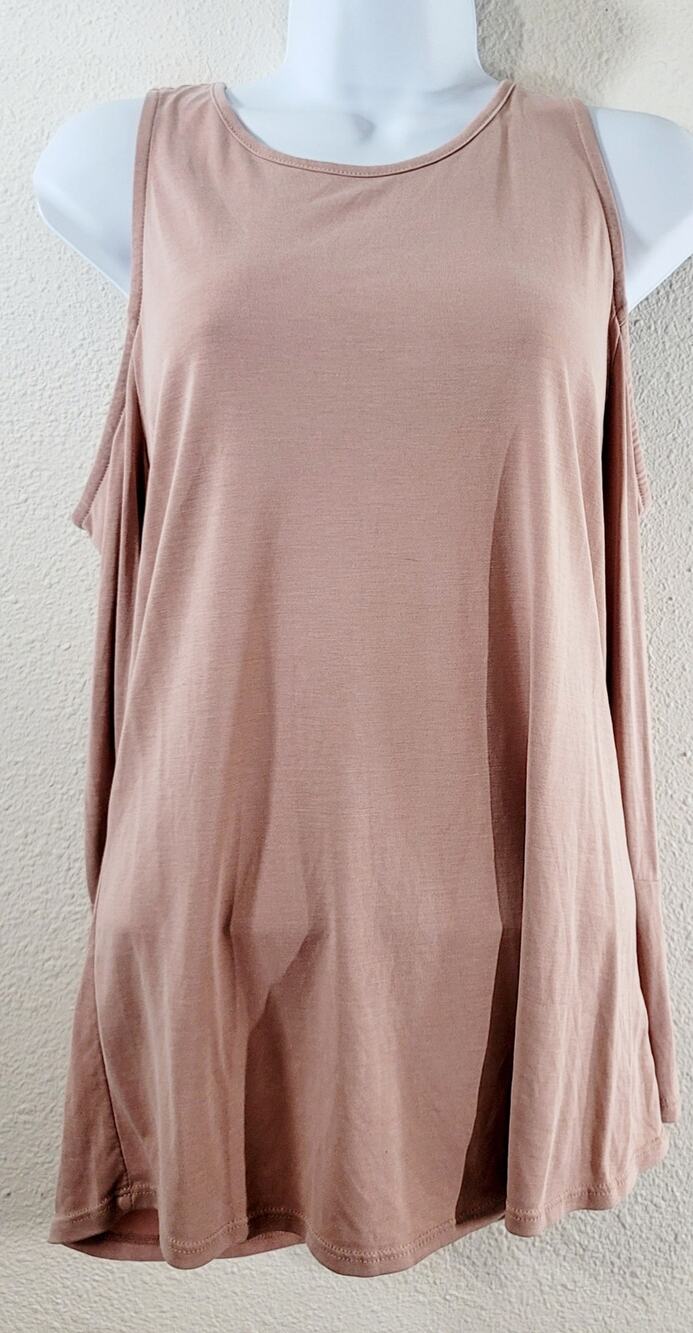 Sweet Rain Mauve Cold Shoulder Ruffled Sleeves Top Large Lightweight Soft Flowy